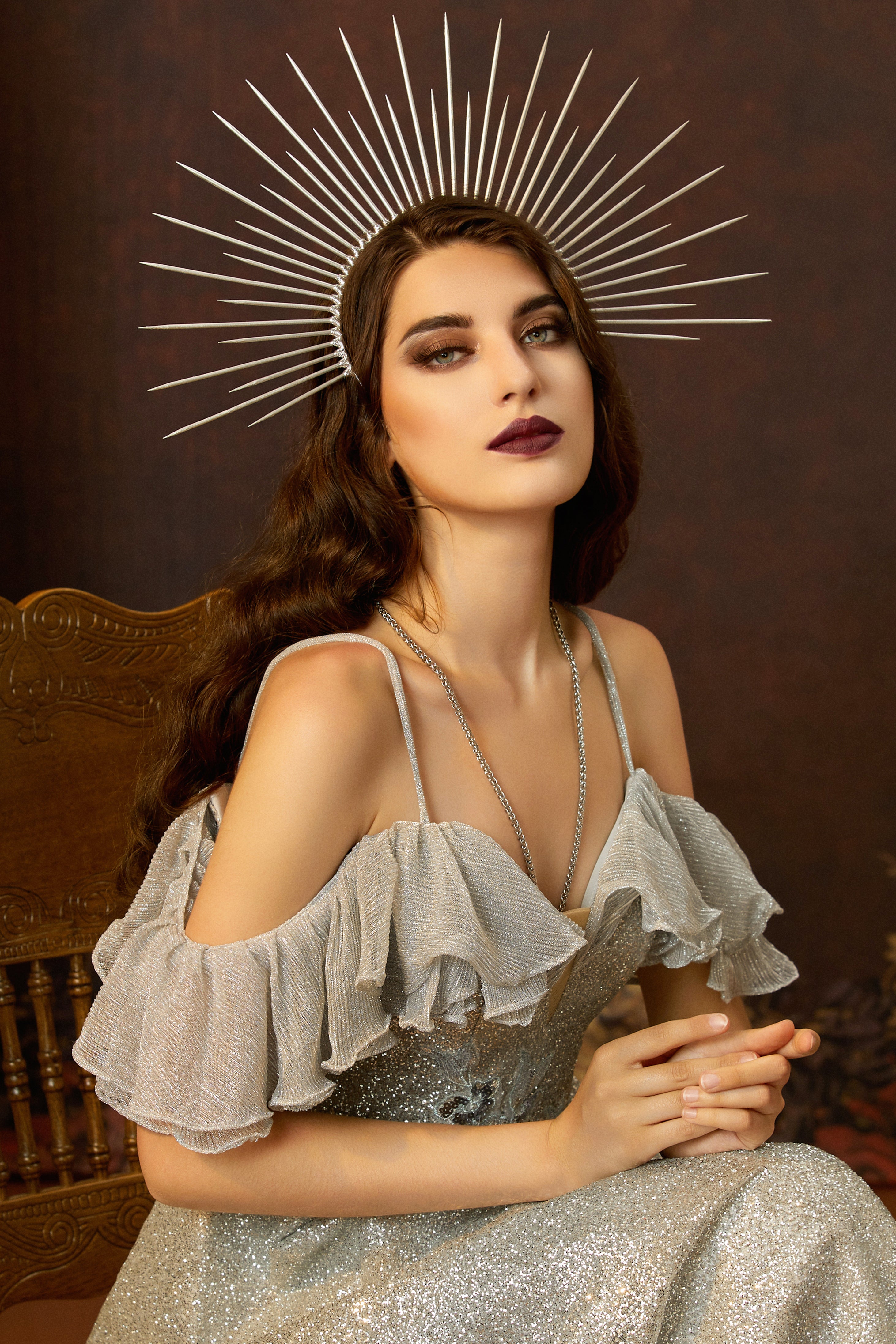 Greek Goddess Sunburst Mary Halo Crown | Silver | 3