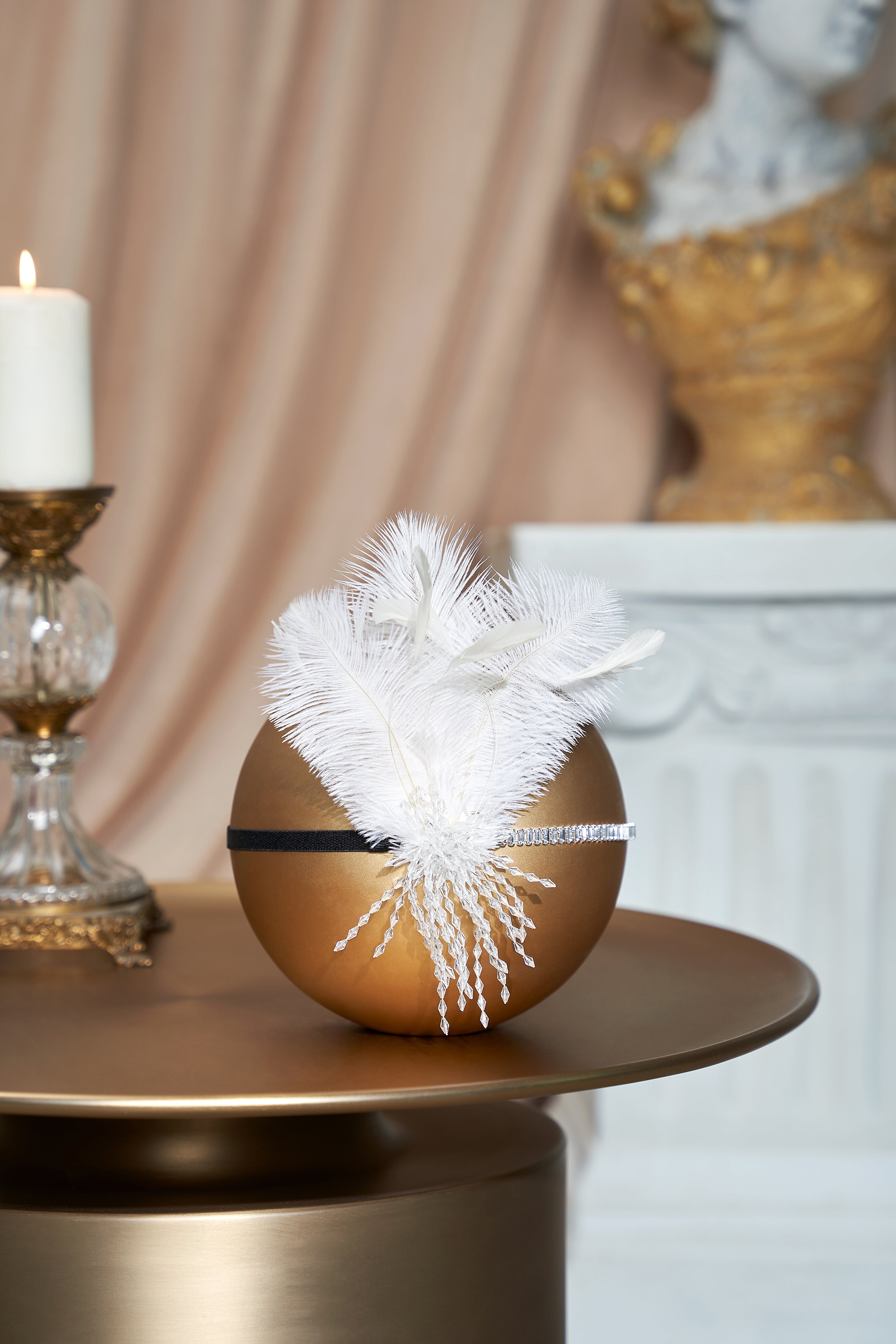 Rhinestone Beaded Tassel Headband | White | 3