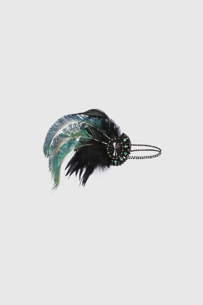 Rhinestone Peacock Feather Headband - BABEYOND