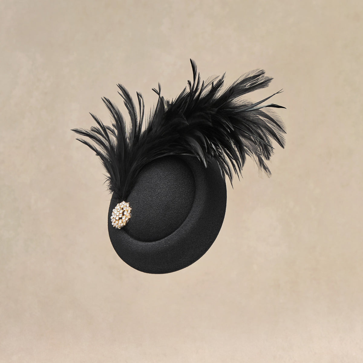 Exquisitely Stunning Couture Winter Blk/Wte Feathered Rhinestone Embellished Hat Glamorous Black and Feather Hat | The Katrina Gigi Burris  main image 3