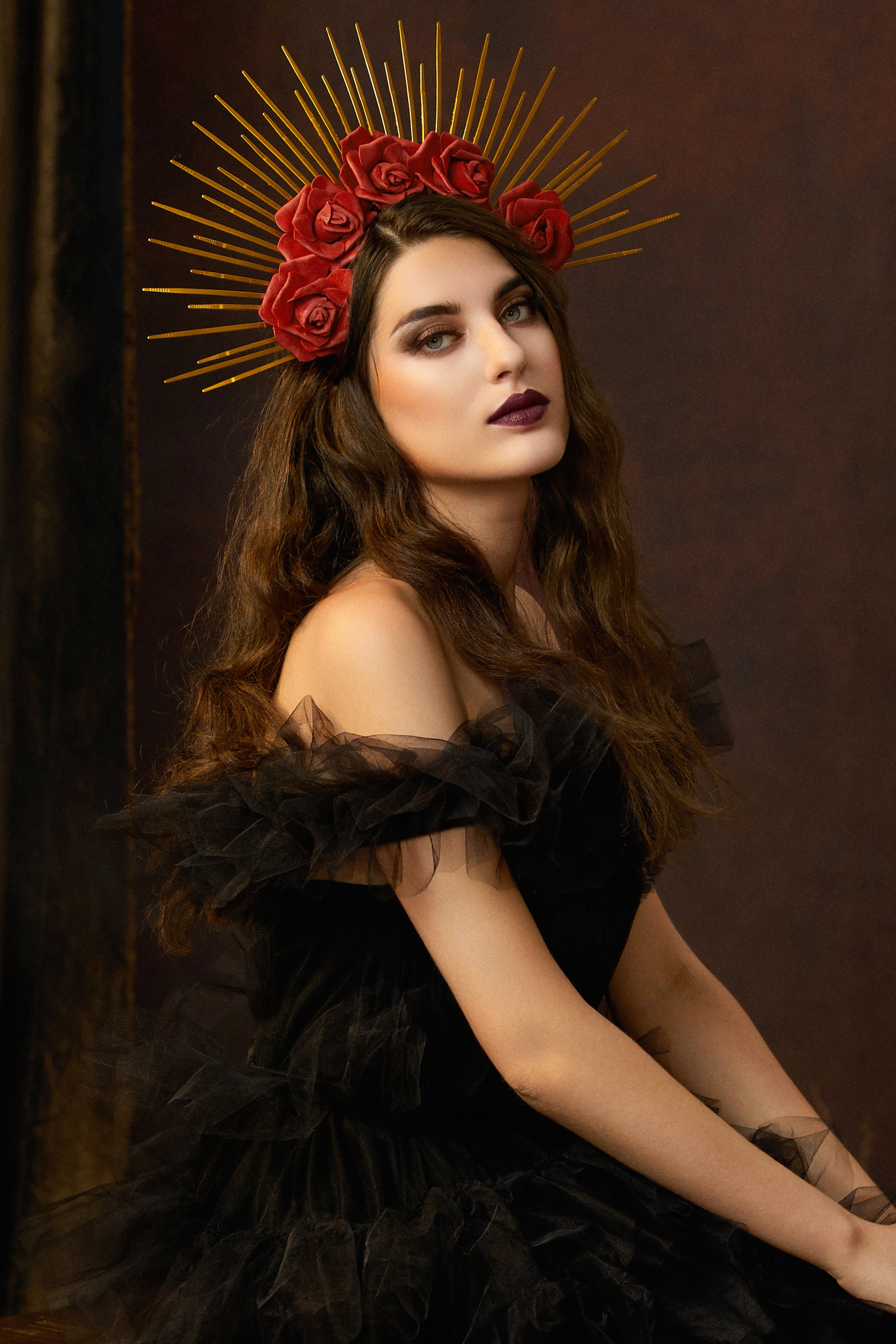 Rose Spiked Sunburst Halo Crown | Red | 3