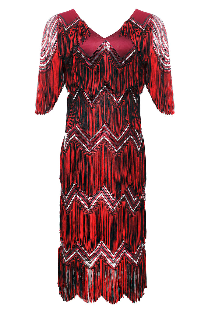 Shimmering Tiered Fringe Sequin Dress - BABEYOND
