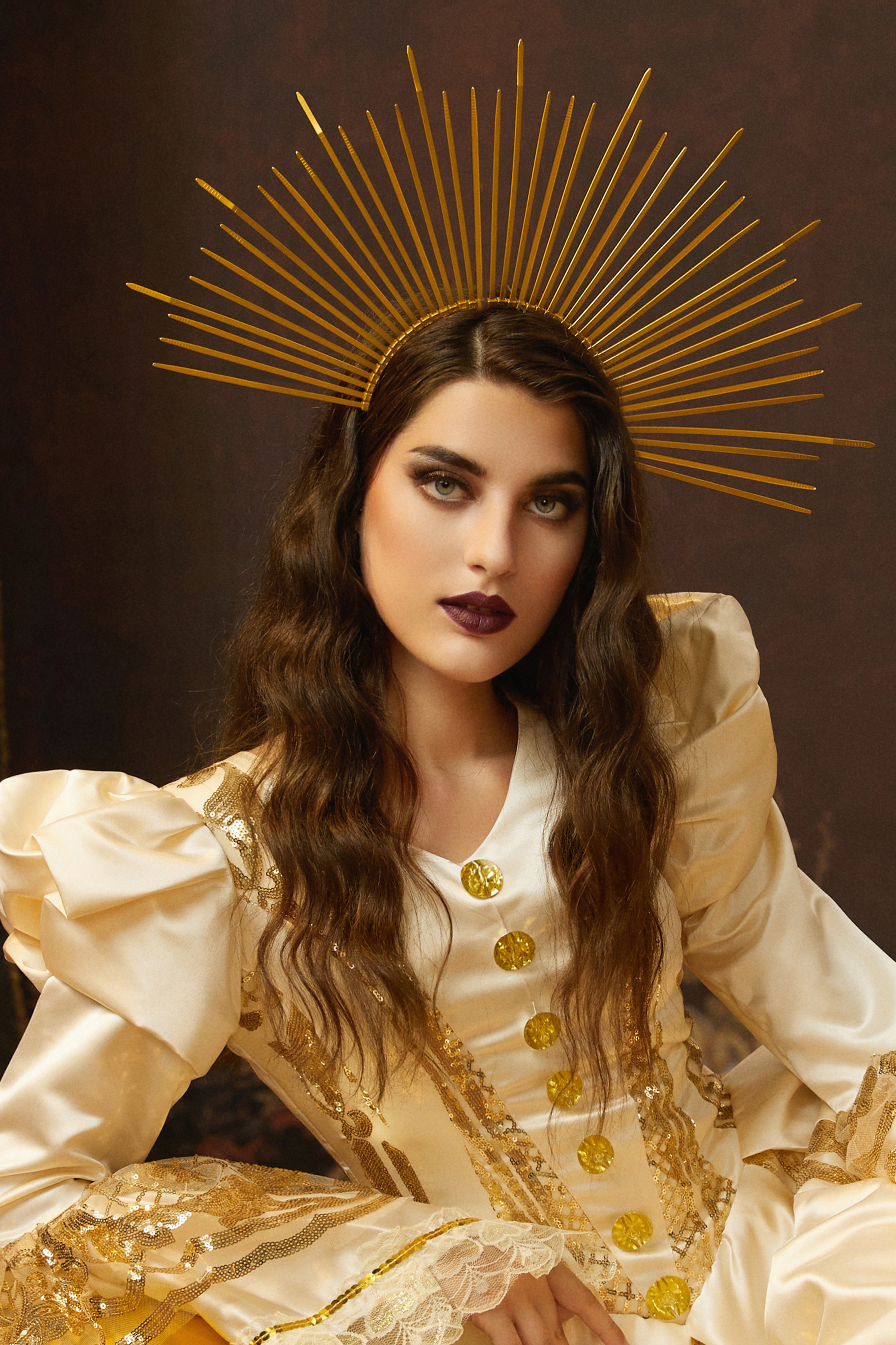 Sunburst Goddess Mary Halo Crown | Gold | 3