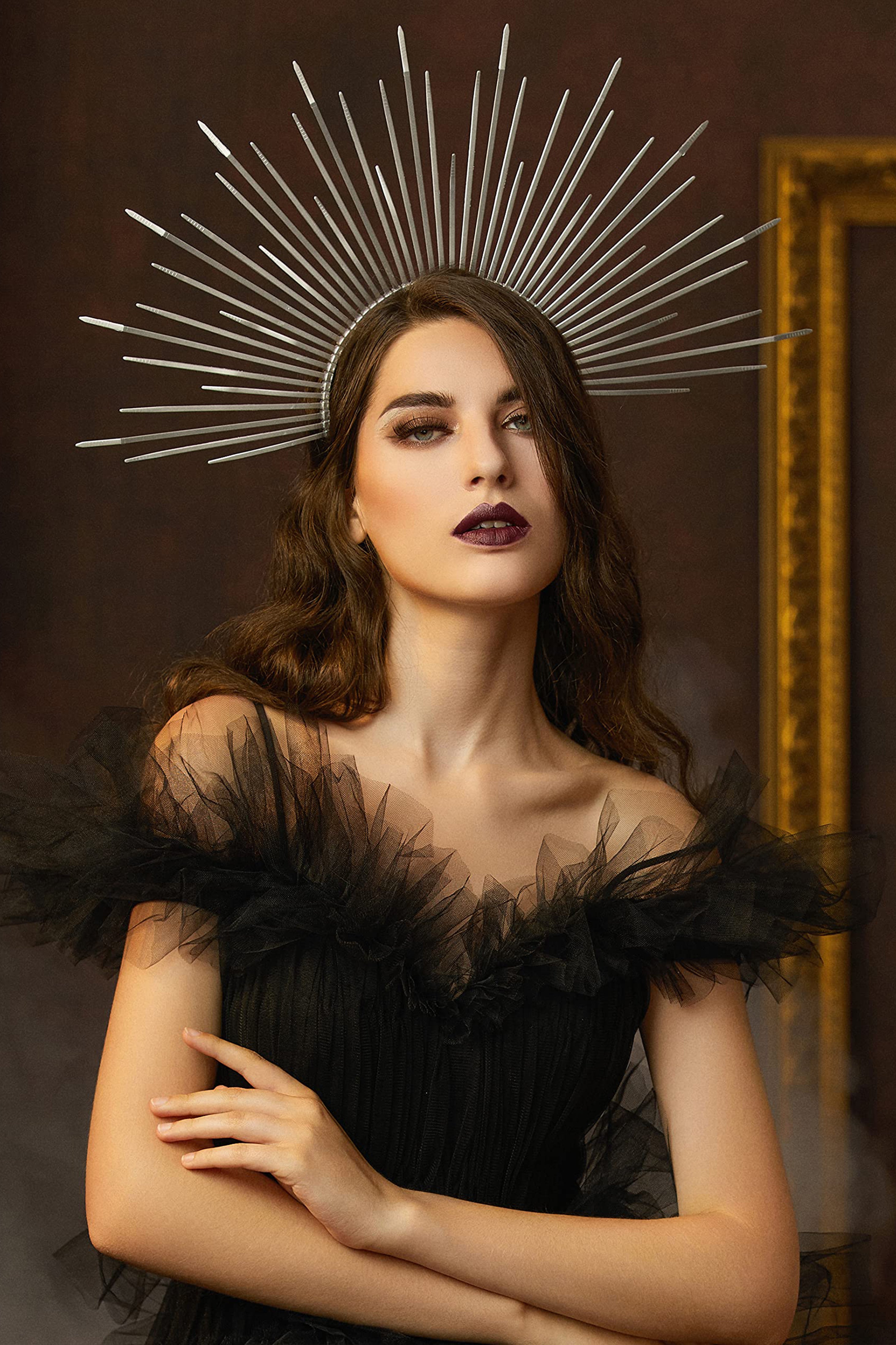 Sunburst Spiked Mary Halo Crown | Silver | 2