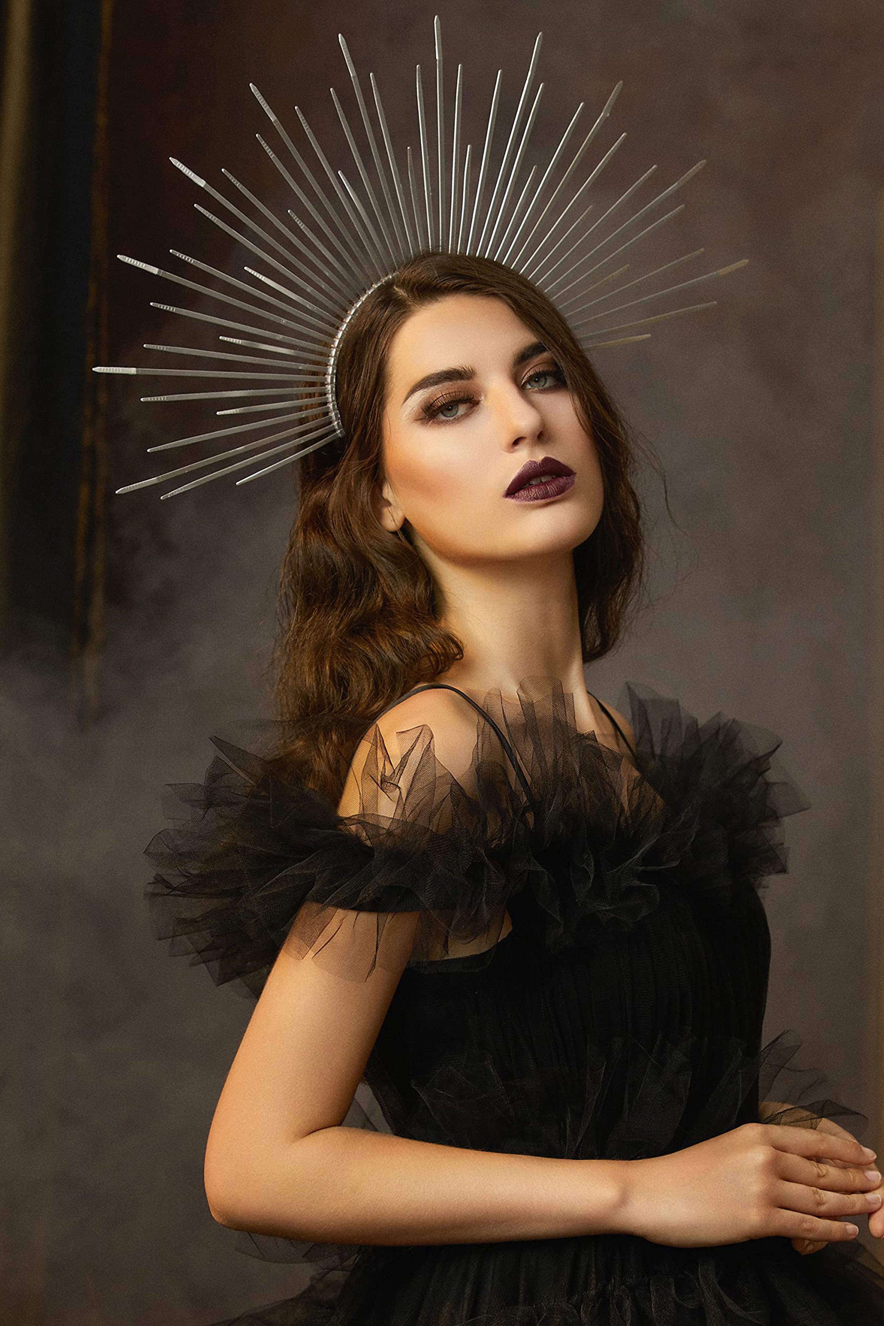 Sunburst Spiked Mary Halo Crown | Silver | 3