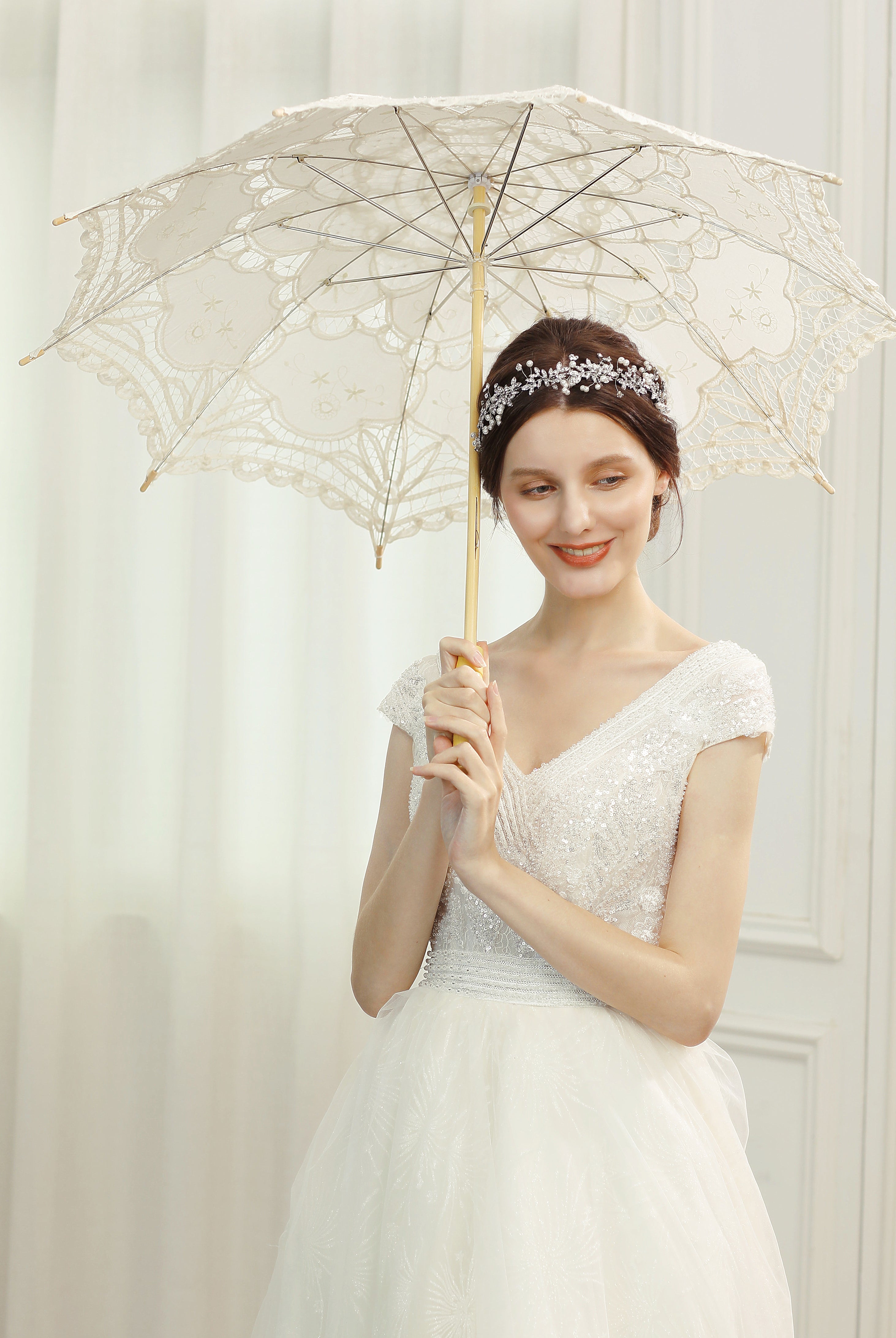 1920s Vintage Lace Umbrella Parasol | Ivory | 3