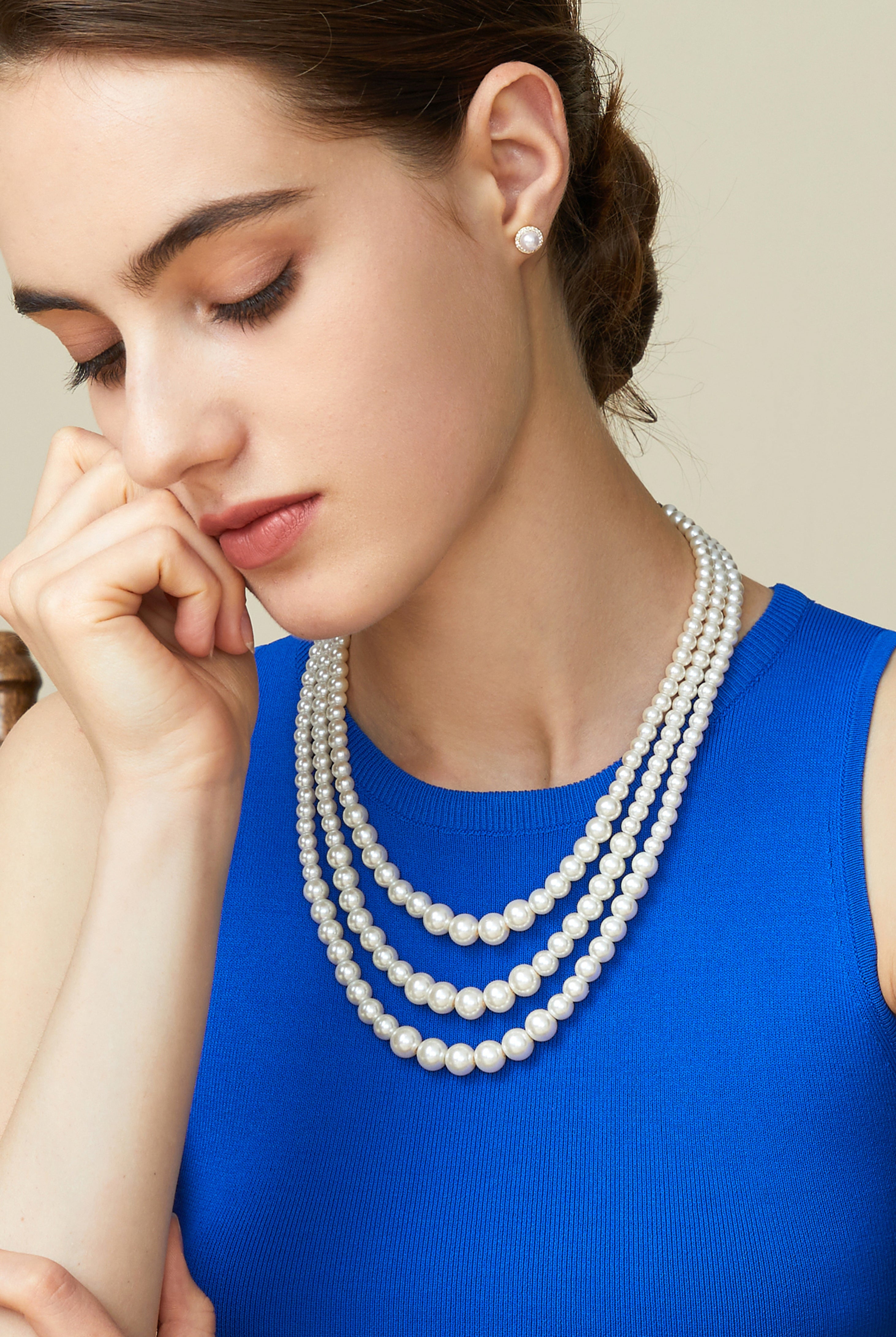Remarkable Multi Strand Pearl Necklace | 6-8-10mm | 6