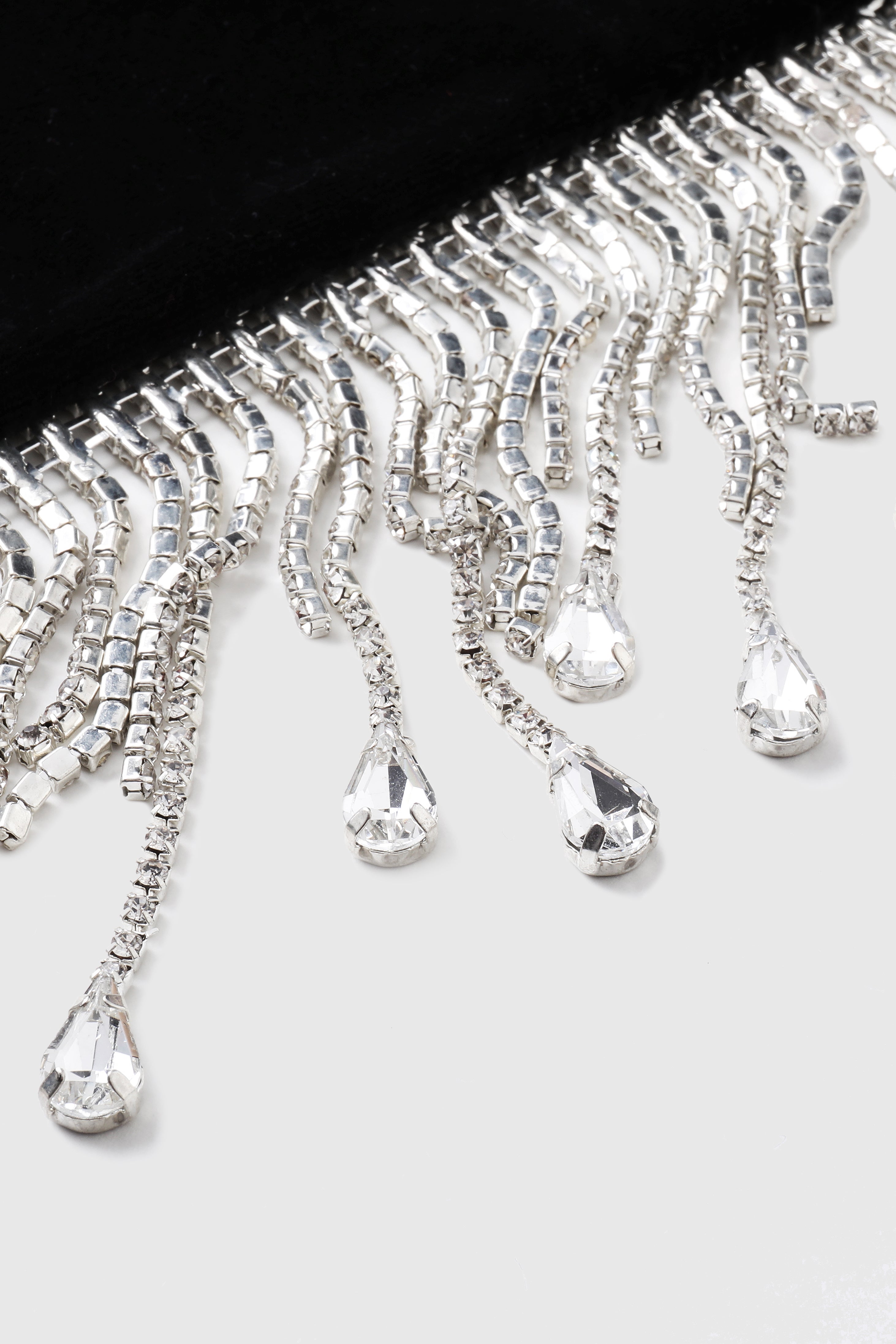 21.6" Velvet Stretchy Crystal Chain Gloves | Black | 2