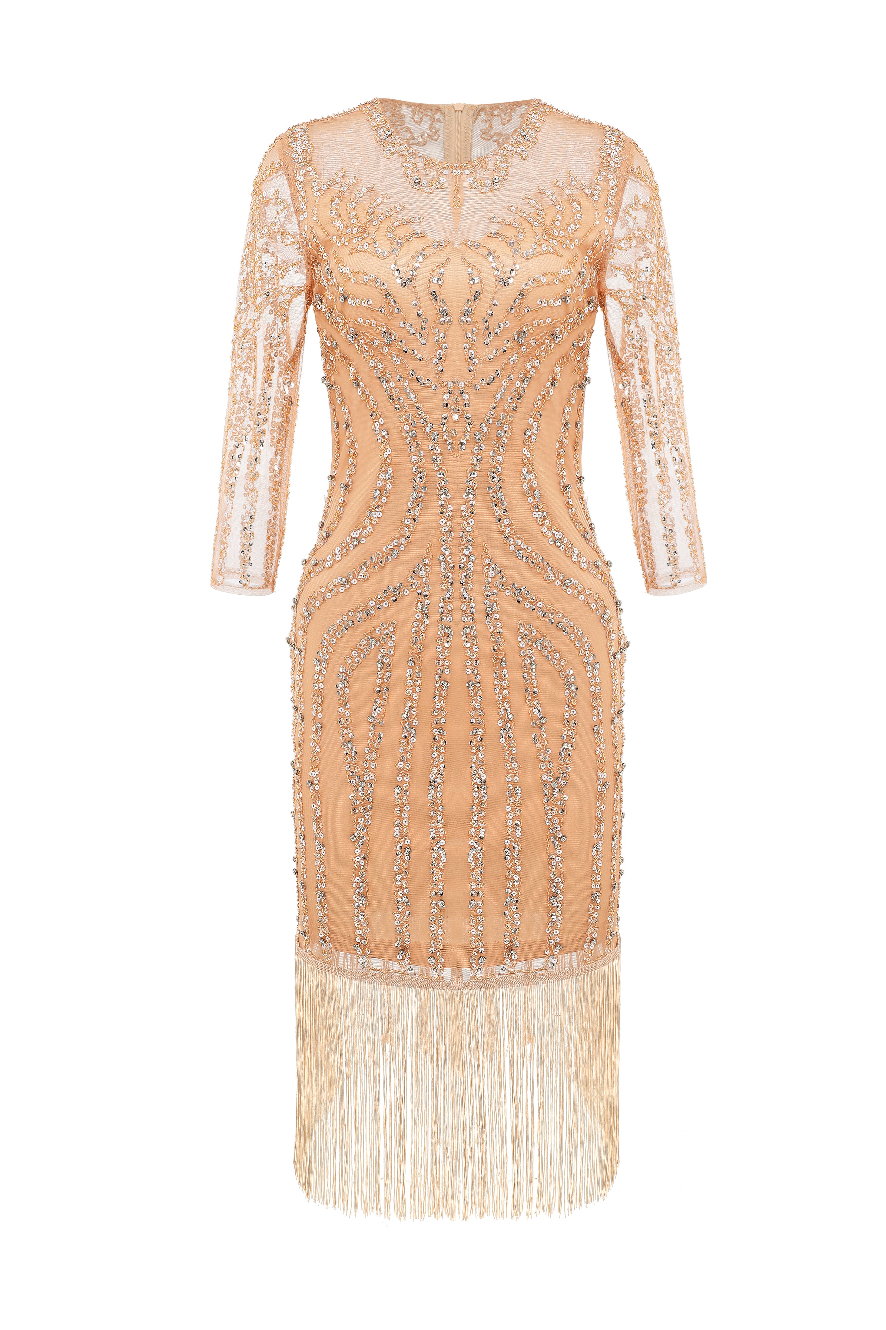 Vintage Sheer Sleeve Cocktail Party Dress | Rosegold | 4