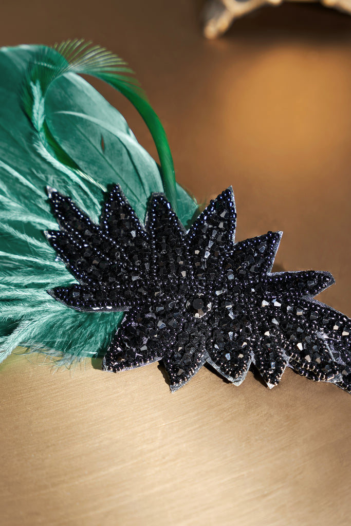 Sparkle Crystal Leaf Feather Headband - BABEYOND