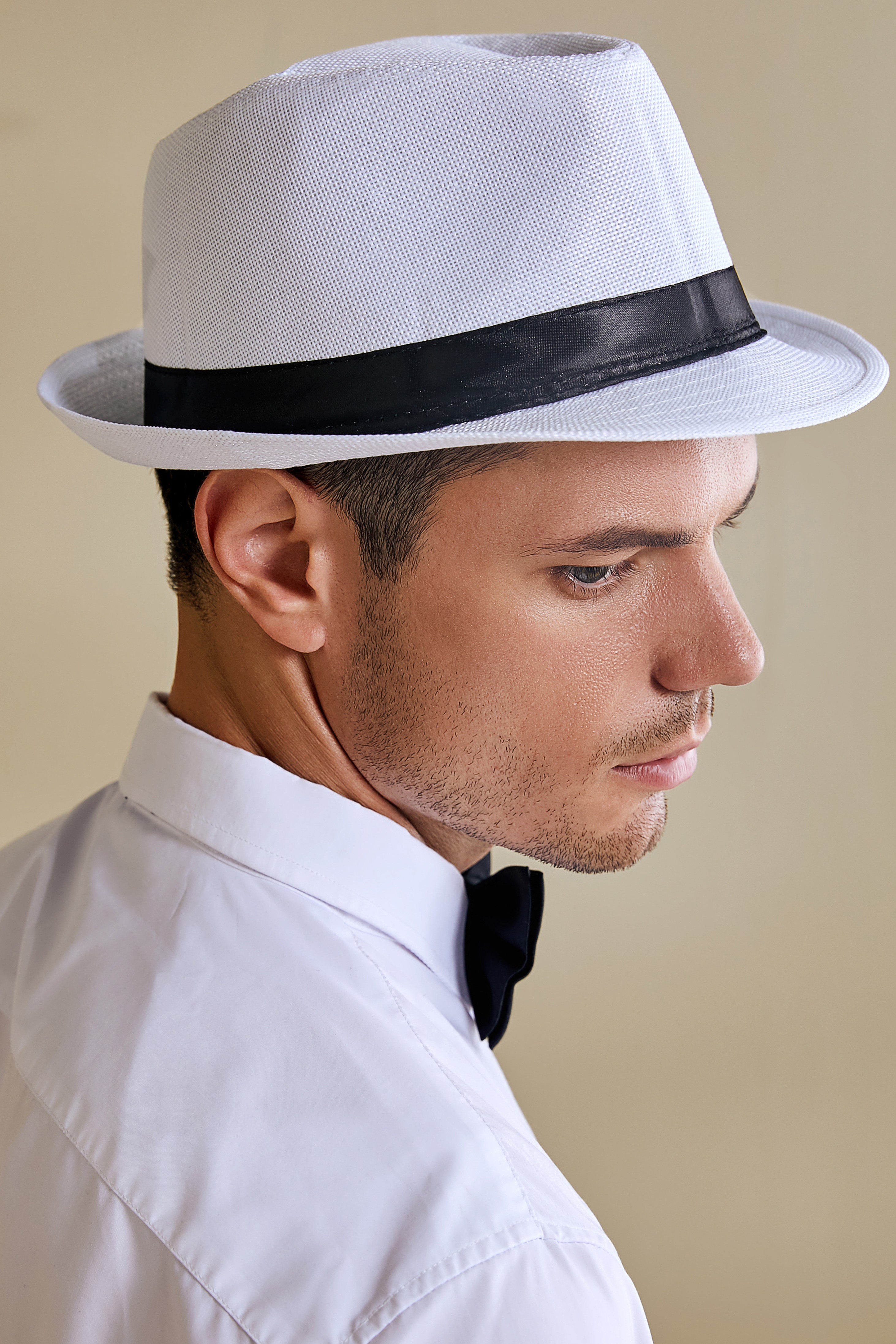 1920s Mens Panama Hat Gatsby Set | White | 13