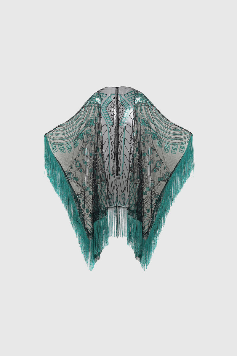 1920s Knee Length Fringed Shawl