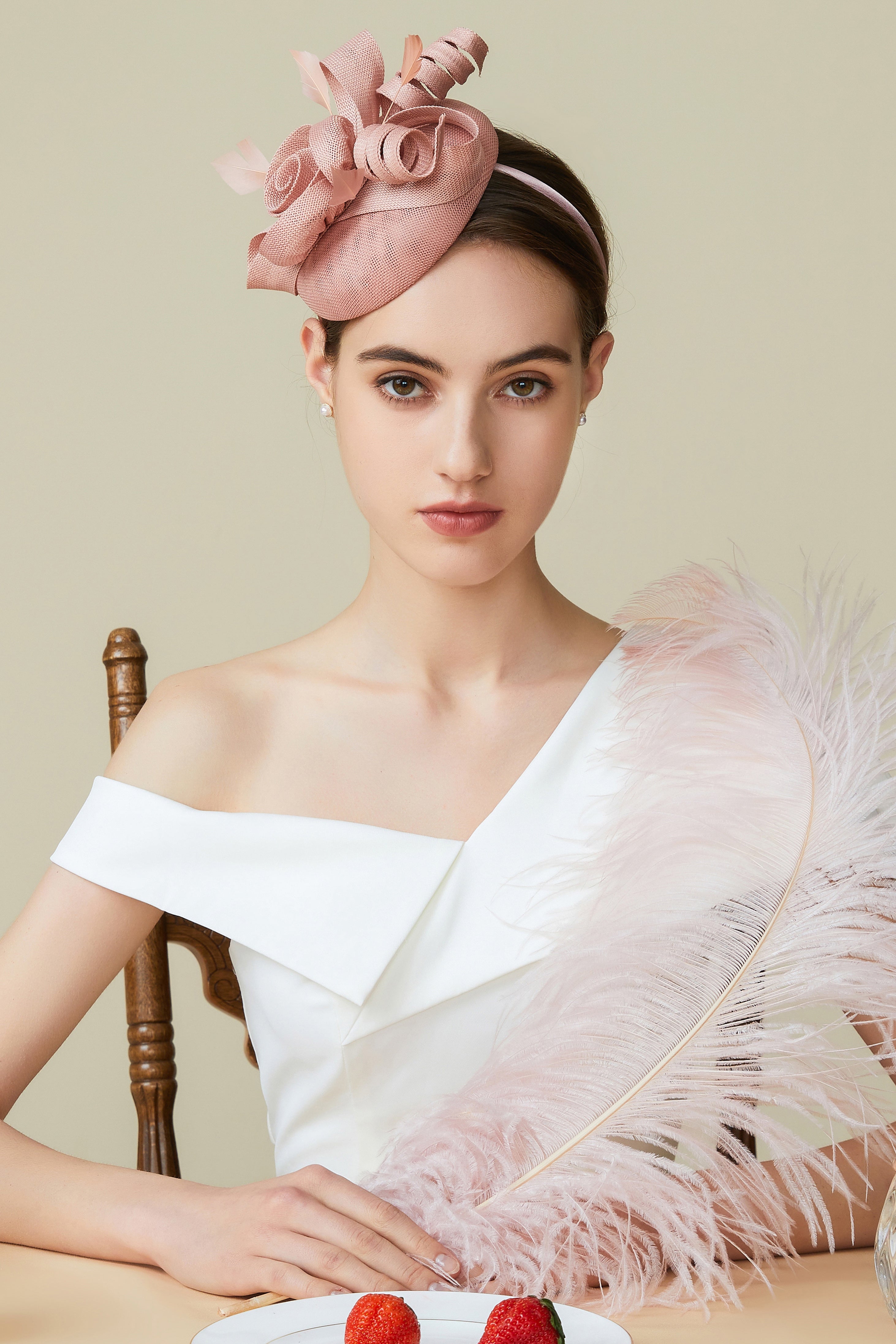 Lofty Pillbox Rose Fascinator | Nude Pink | 2