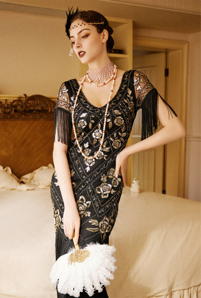1920s Elegant Woven Pearl Vest Shawl - BABEYOND