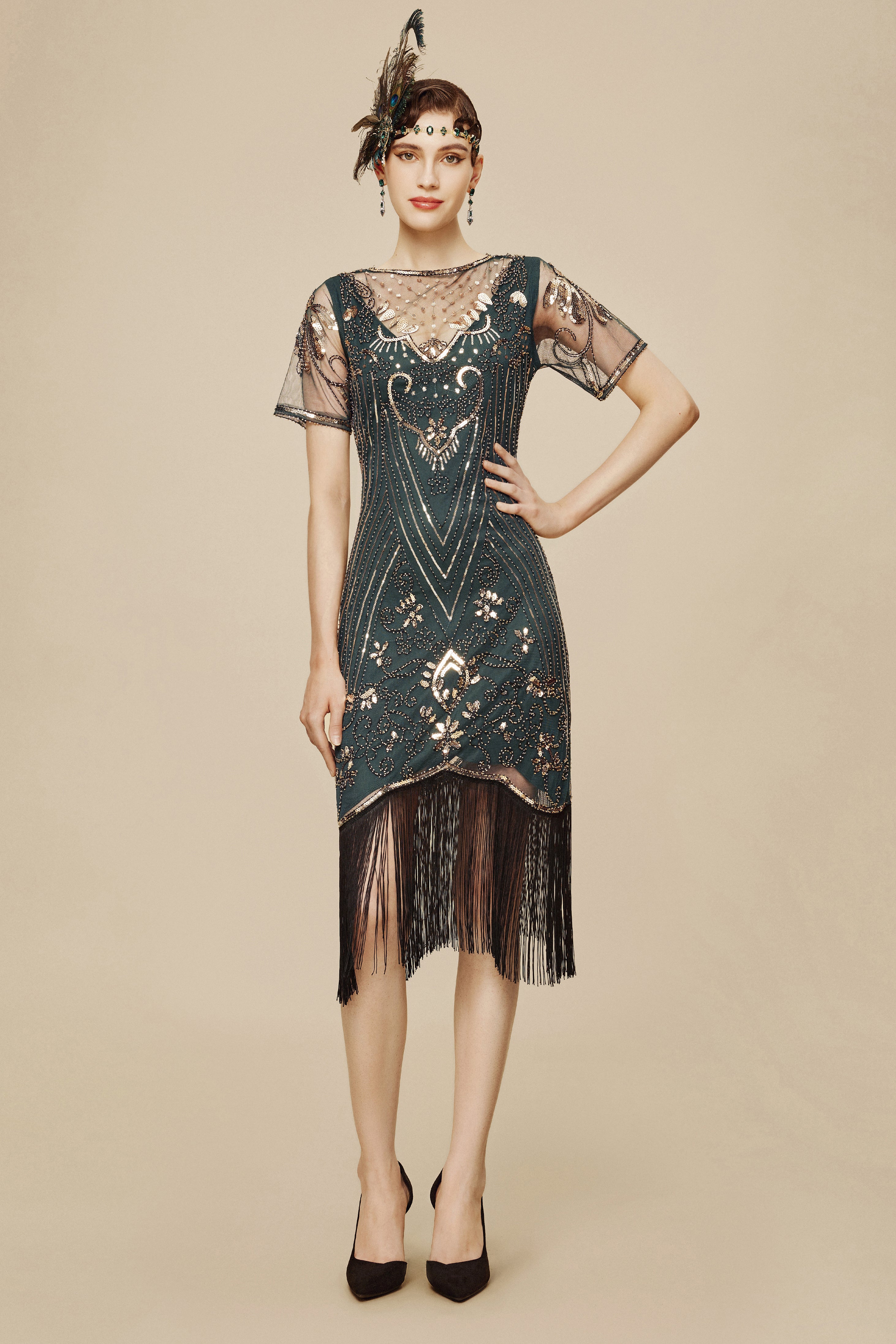 Shop 1920s Dresses - Retro Paisley Fringe Flapper Dress | BABEYOND