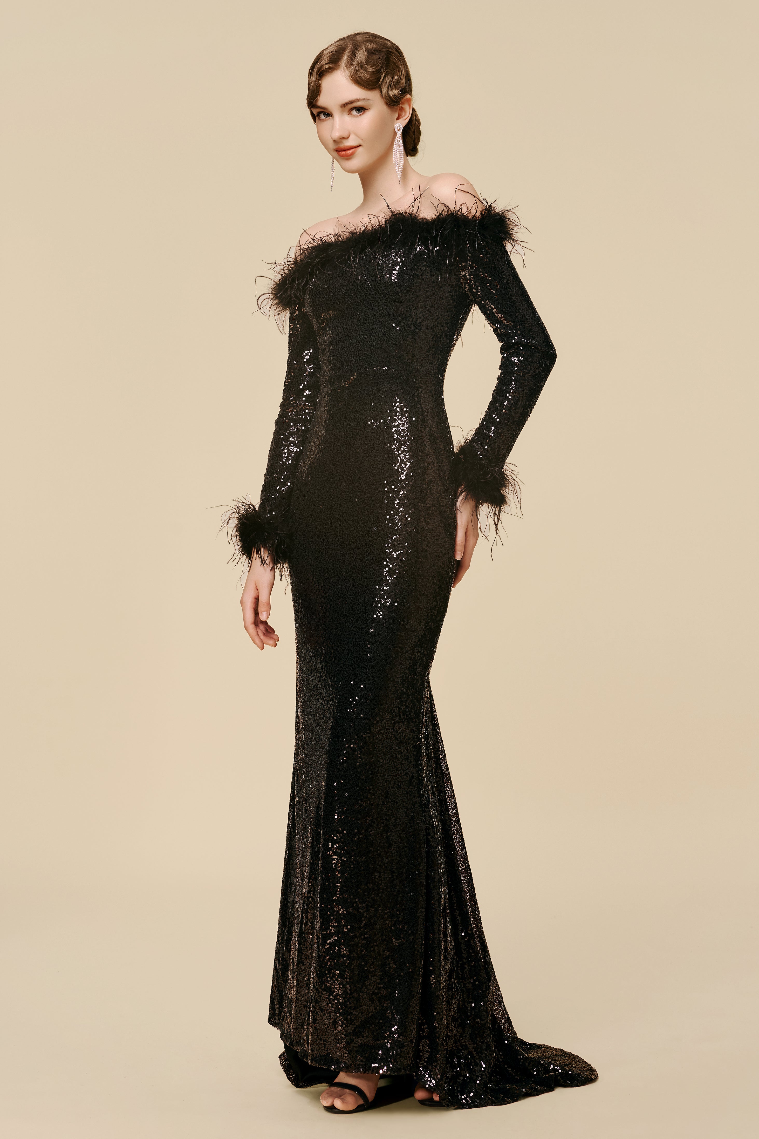 dress with sequins and feathers Blush Pink Sequin Feather Glitter Maxi Dress Self/Contrast/Lining Baby Pink & Blue Feather