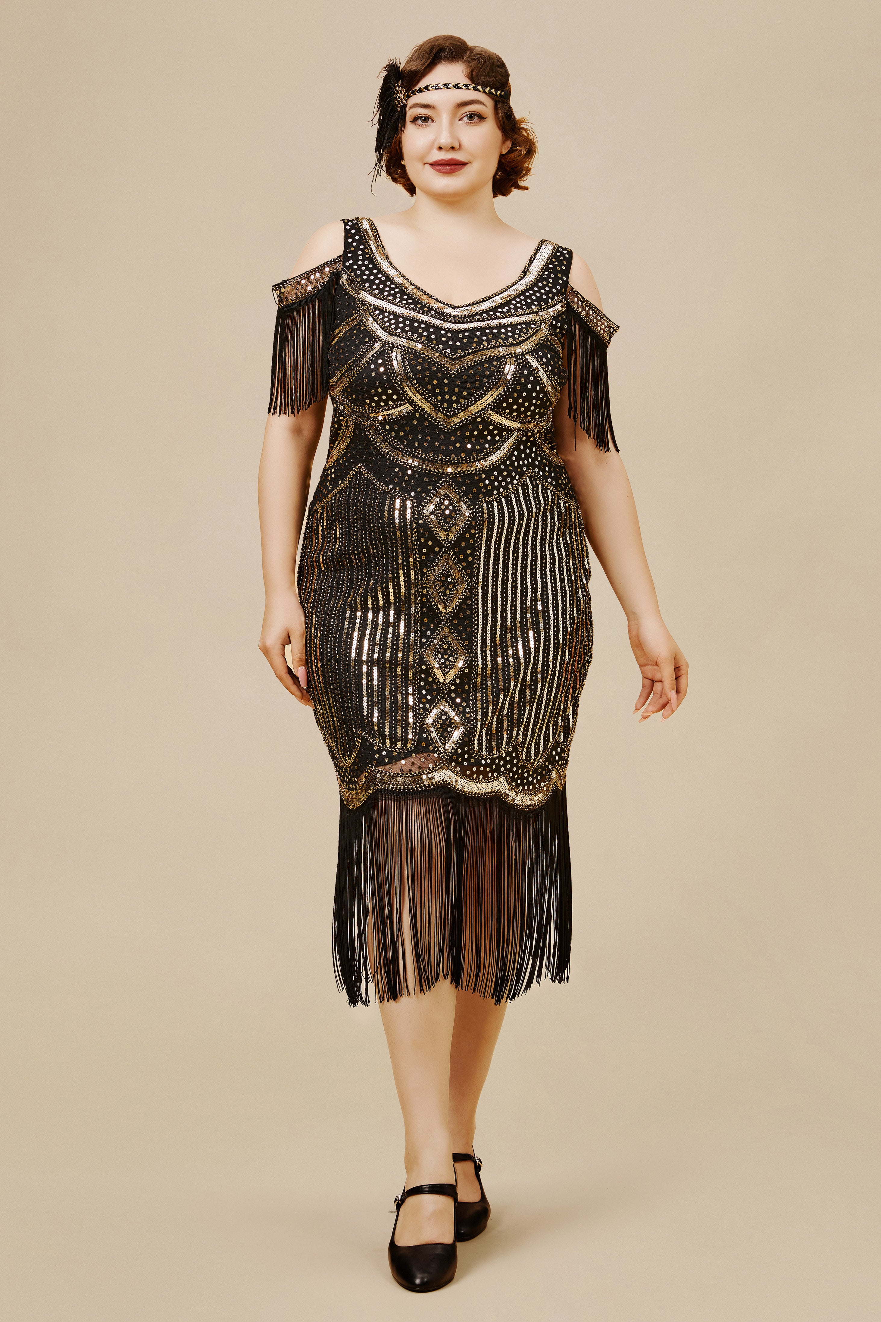 Great gatsby plus size dresses with sleeves best sale