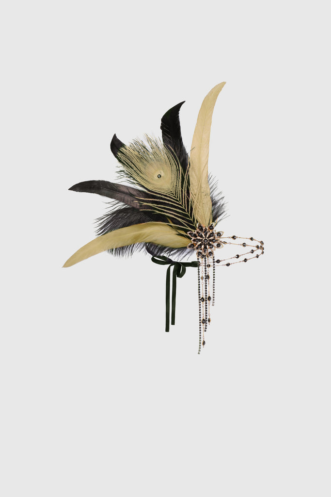 Rhinestone Chain Feather Headband - BABEYOND