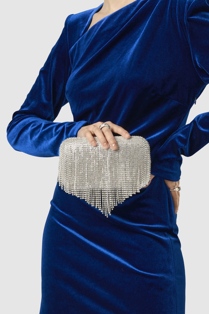 Heart Shape Rhinestone Tassels Handbag - BABEYOND