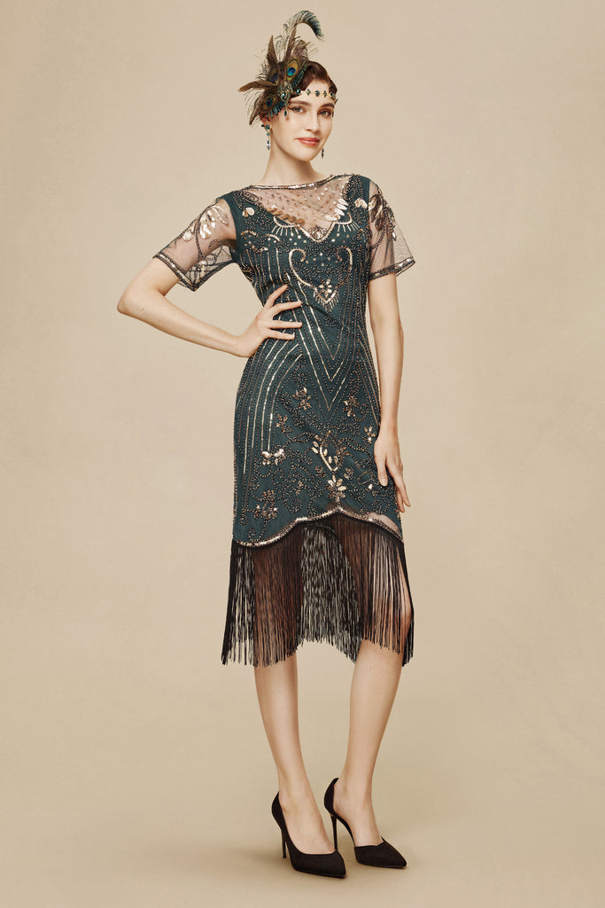 Vintage Glorious Paisley Fringe Flapper Dress - BABEYOND