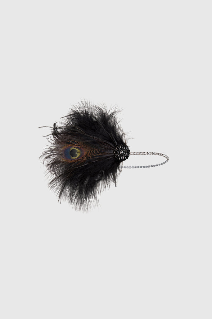 1920s Classic Puffy Ostrich Feather Headband - BABEYOND