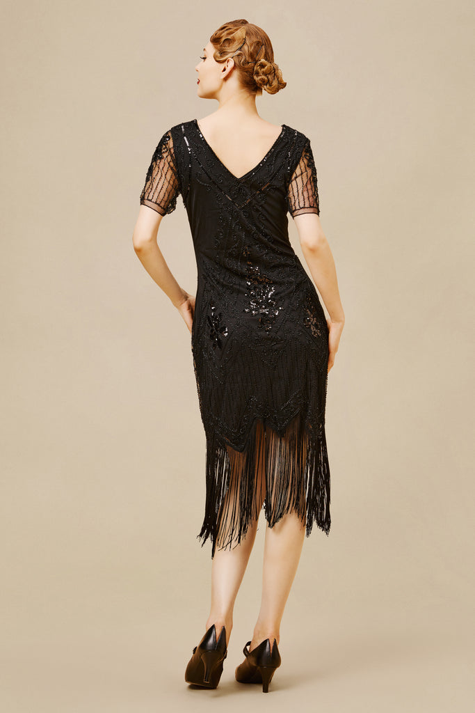 Vintage Paisley Flapper Fringe Dress - BABEYOND