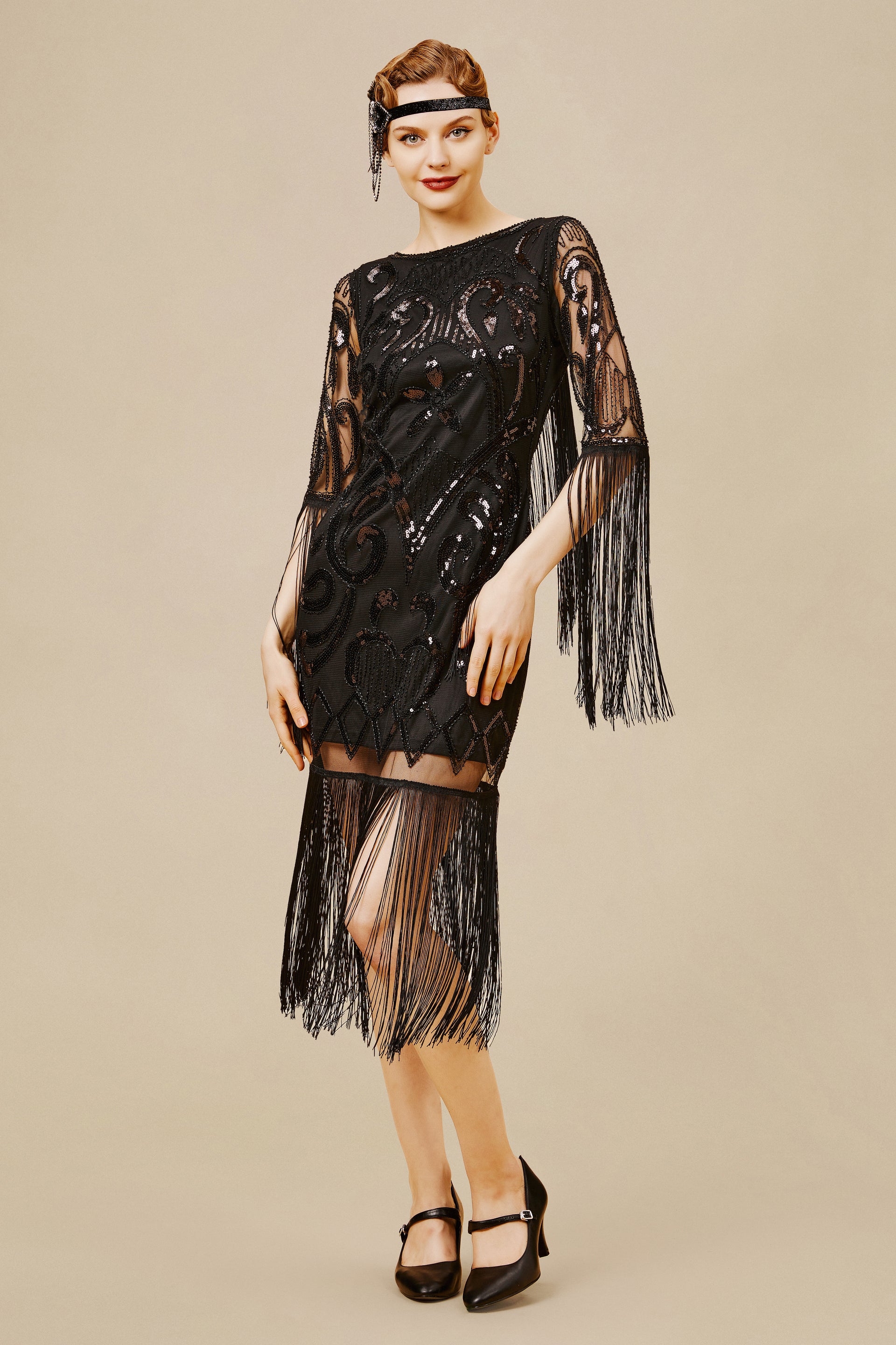 Shop 1920s Dresses - Cut-out Backless Fringe Dress | BABEYOND Shop 1920s Dresses - Cut-out Backless Fringe Dress | BABEYOND