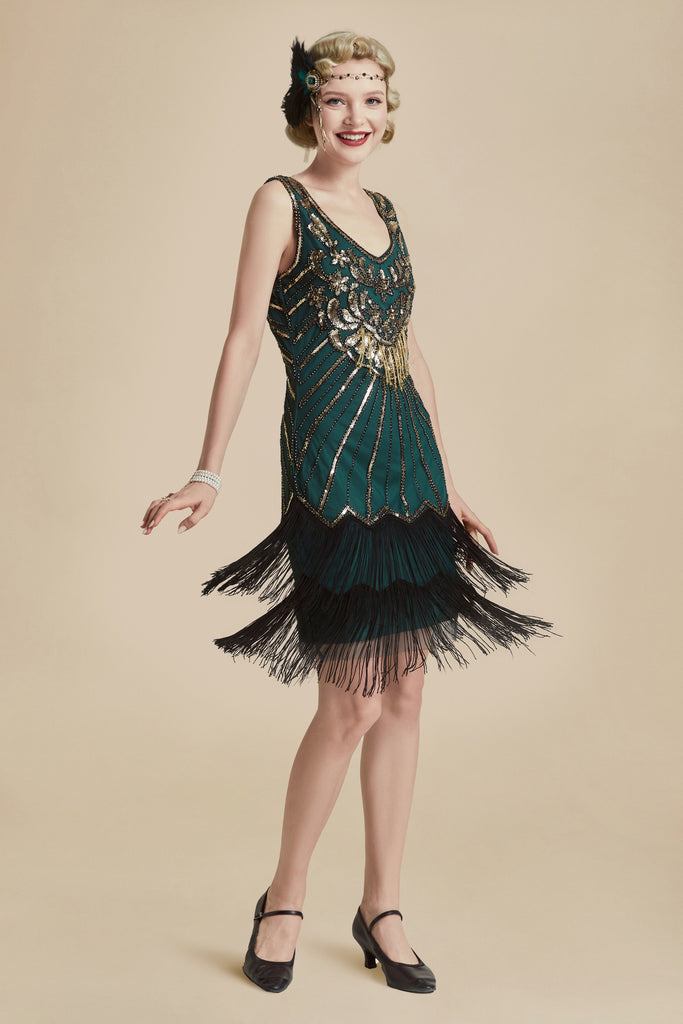 Roaring 20s Paisley Great Gatsby Dress - BABEYOND
