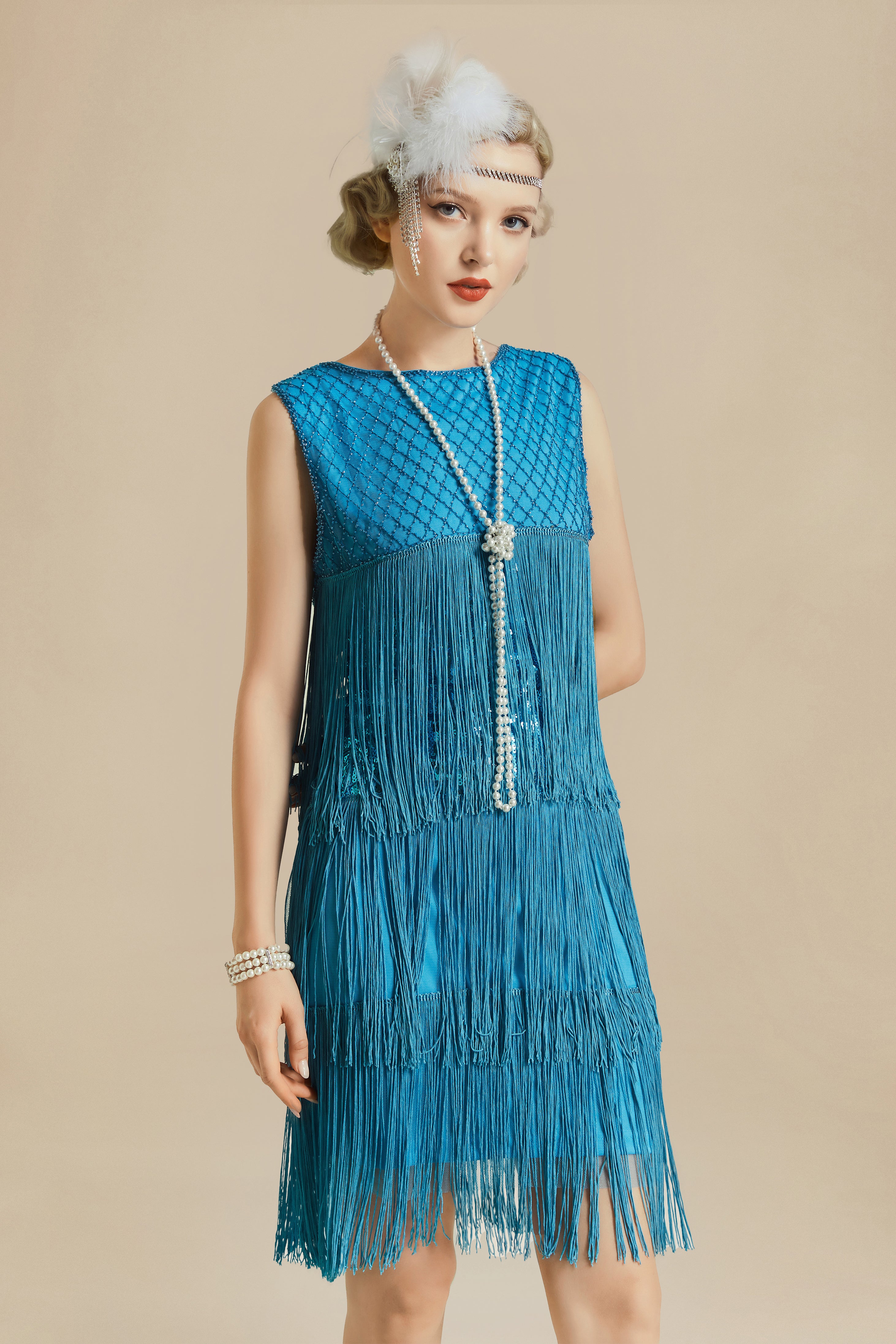 Shop 1920s Dresses - Tiered Tassel Flapper Gatsby Dress