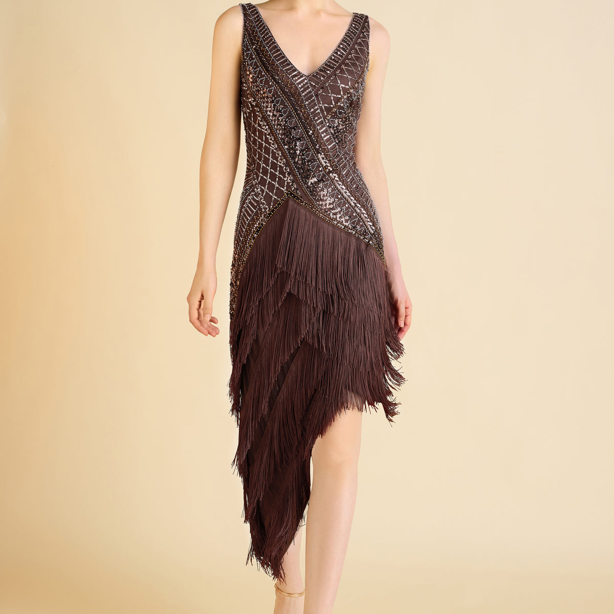Shop 1920s Dresses - Multi-Layered Fringe Flapper Dress | BABEYOND