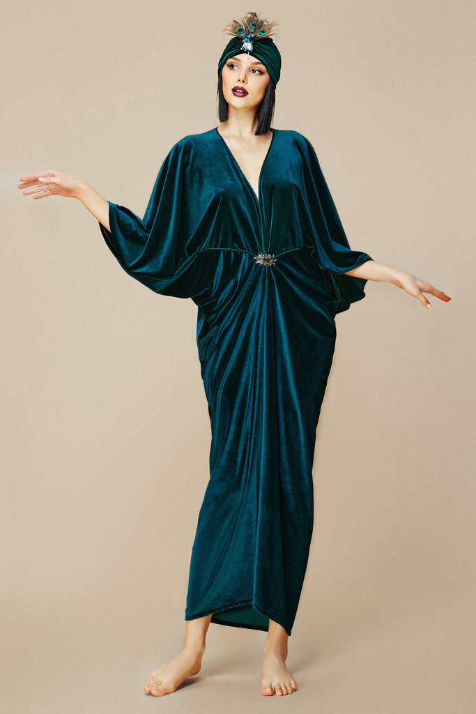 Batwing Sleeve Art Deco Robe Dress - BABEYOND