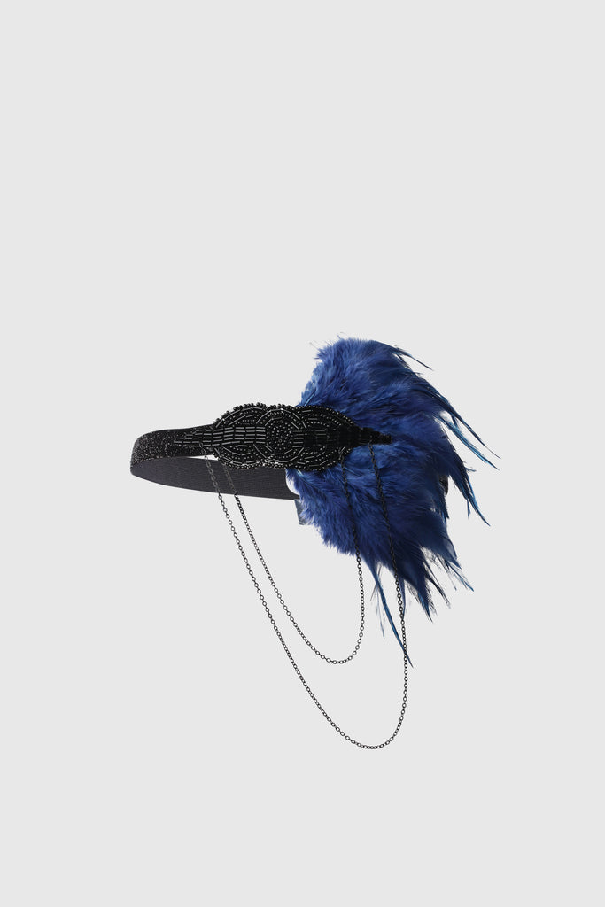 Dangling Chain Ostrich Feather Headband - BABEYOND
