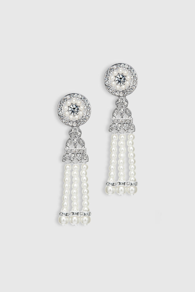 Vintage Zircon Studded Pearl Earrings - BABEYOND