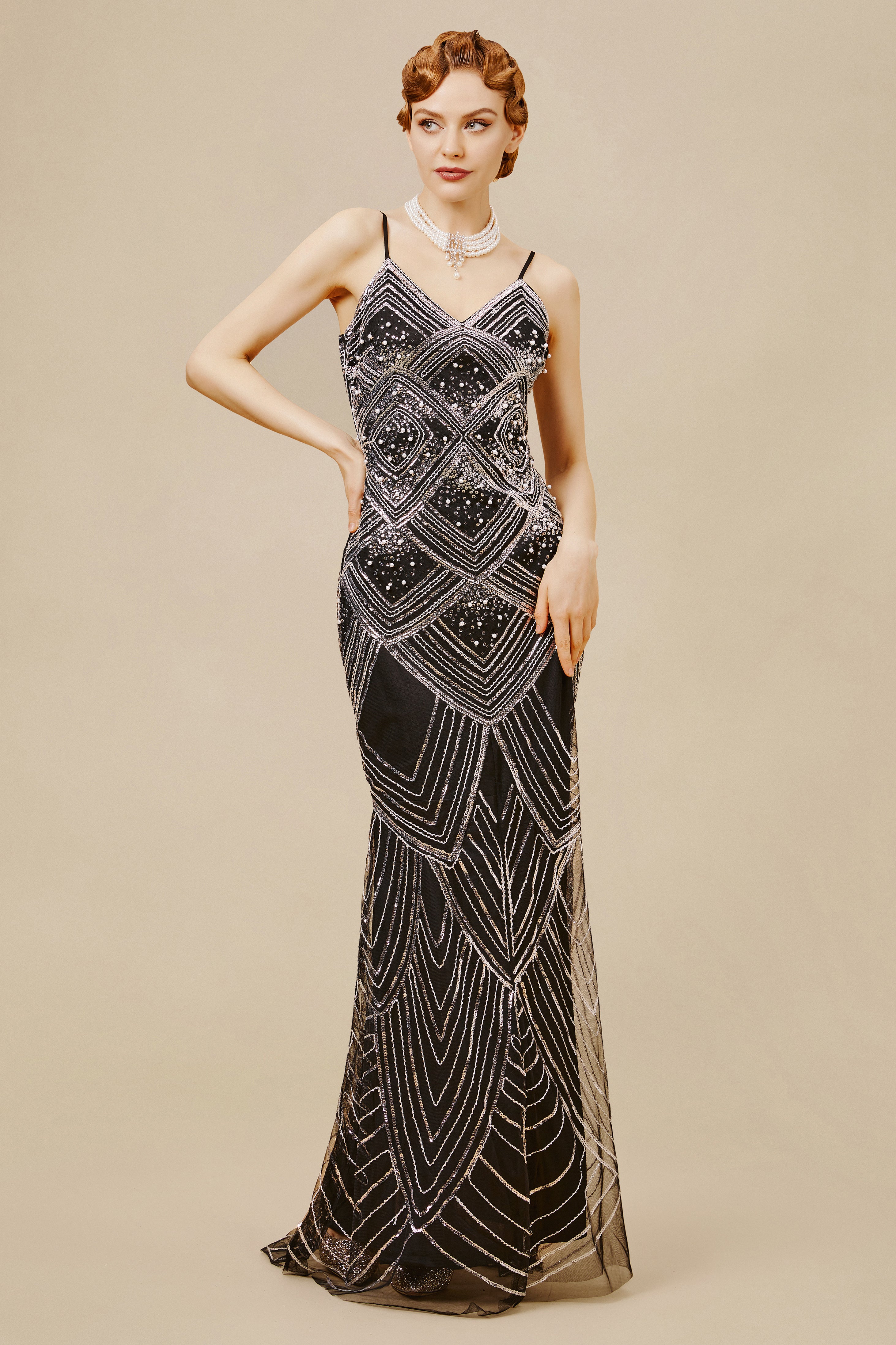Shop 1920s Dresses - Pearlized Mermaid Evening Dress | BABEYOND