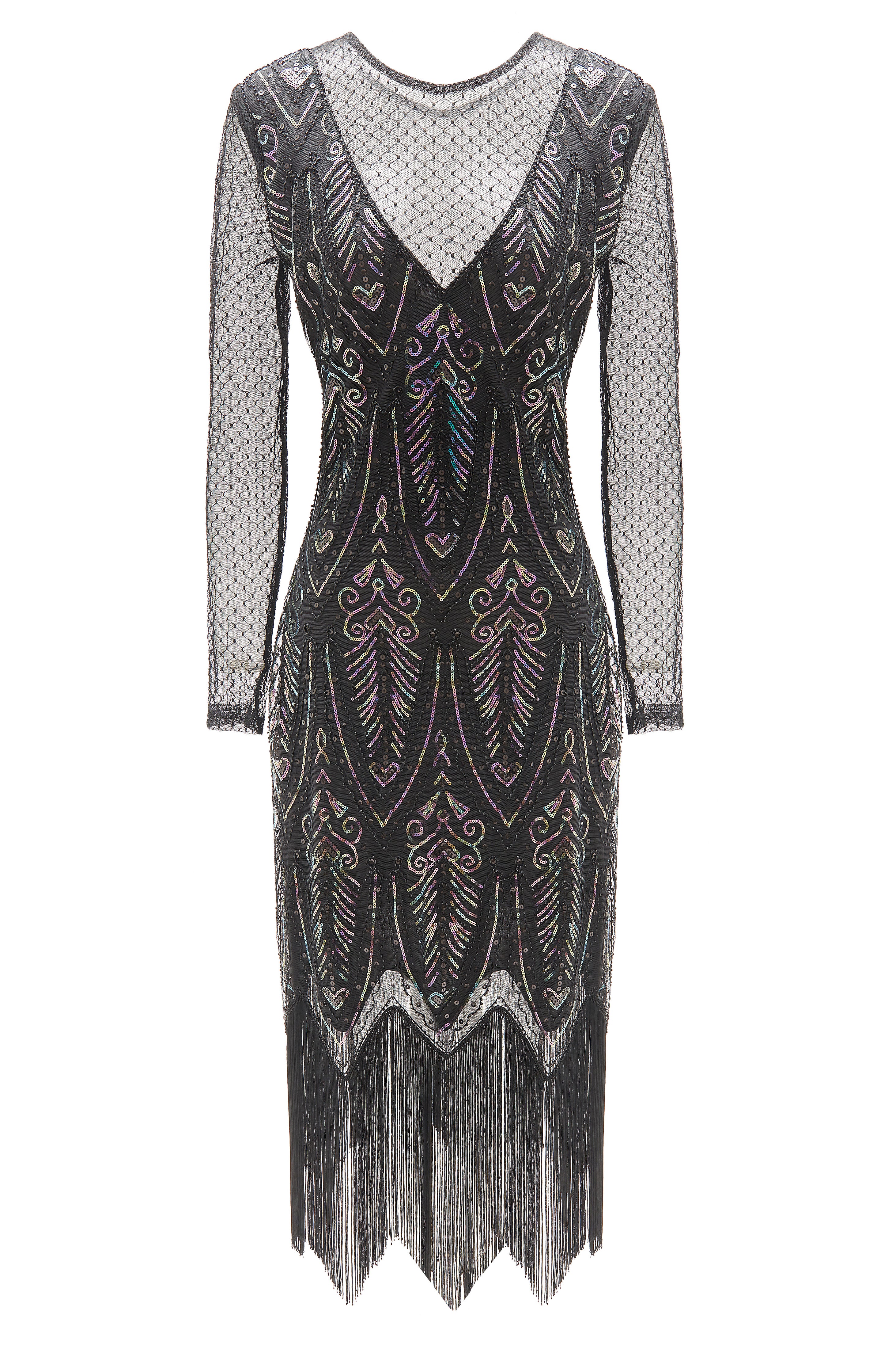 long sleeve flapper dress Shop 1920s Dresses - Sheer Angel Maxi allowing you to move with ease BABEYOND Elegant See-through Long Sleeve