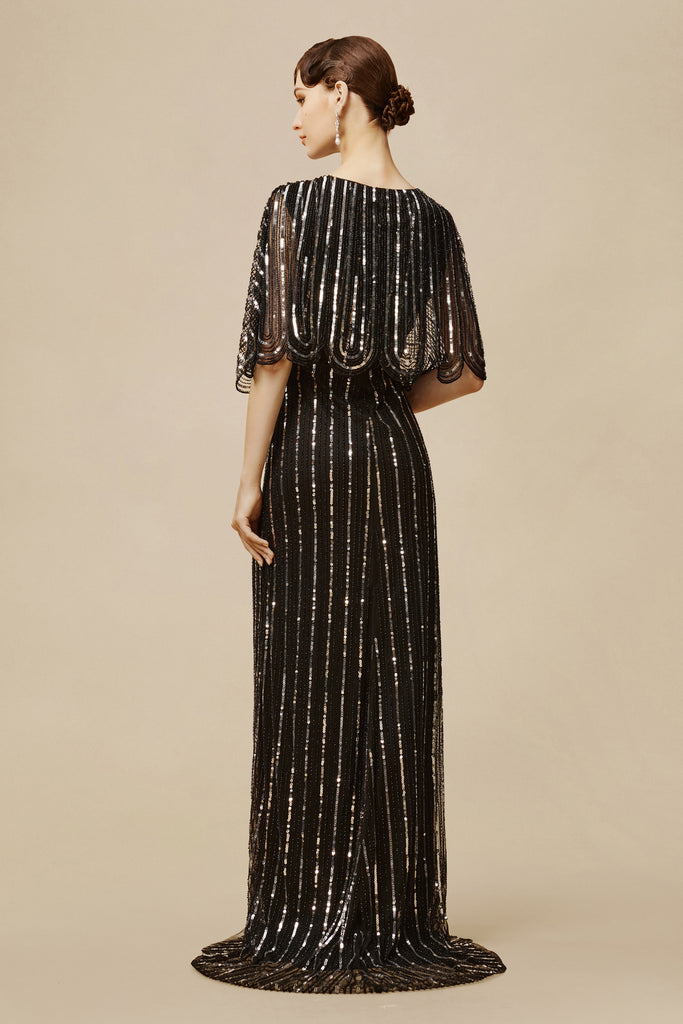 Embellished Sequin Evening Gown - BABEYOND