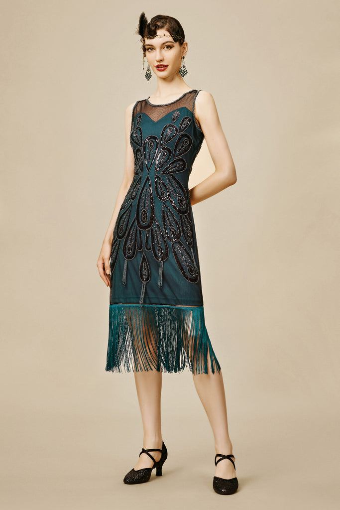 Peacock Tassel Flapper Dress - BABEYOND