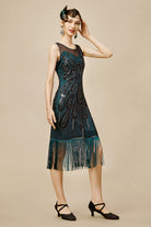 Embellished Sequin Peacock Tassel Dress | Darkgreen | 4