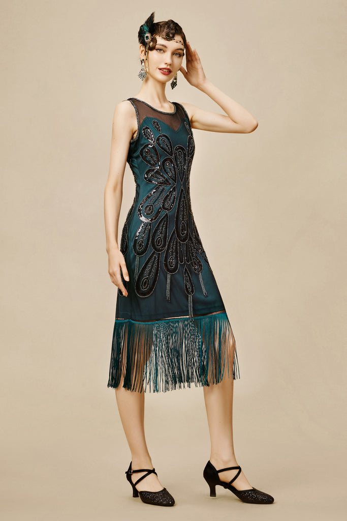 Peacock Tassel Flapper Dress - BABEYOND