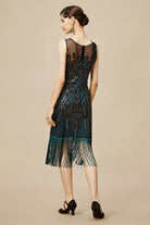 Embellished Sequin Peacock Tassel Dress | Darkgreen | 2