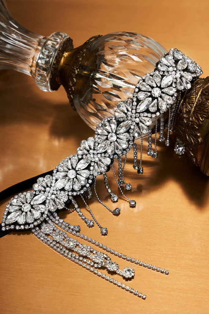 Embellished Crystal Rhinestone Chain Headband - BABEYOND