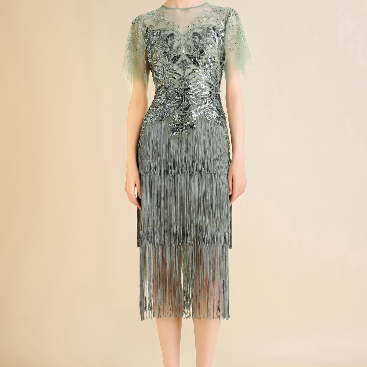 Shop 1920s Dresses - Floral Fringe Flapper Dress | BABEYOND