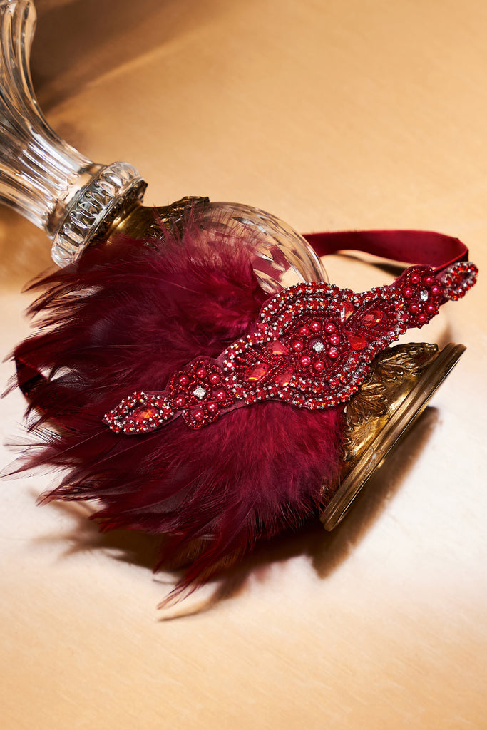 Art-Deco Feather Crystal Headband - BABEYOND