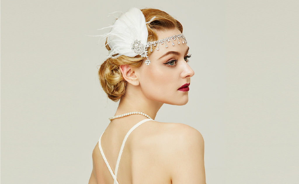 Crystal Studded Tinted Feather Headband - BABEYOND