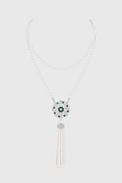 Shop 1920s Jewelry - Floral Pearl Tassel Necklace | BABEYOND