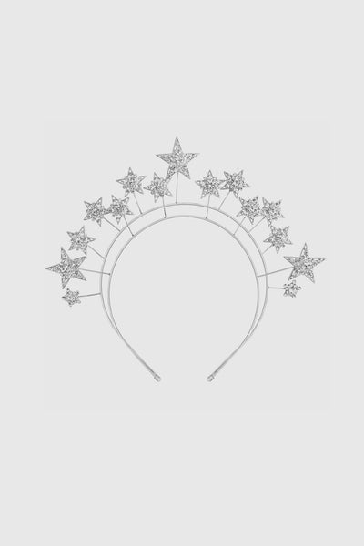 Sparkly Moon Halo Crown Headband Silver Star Rhinestones for Women Gothic Lace Halo: Moon Goddess Crown, Stars & Silver  main image 4