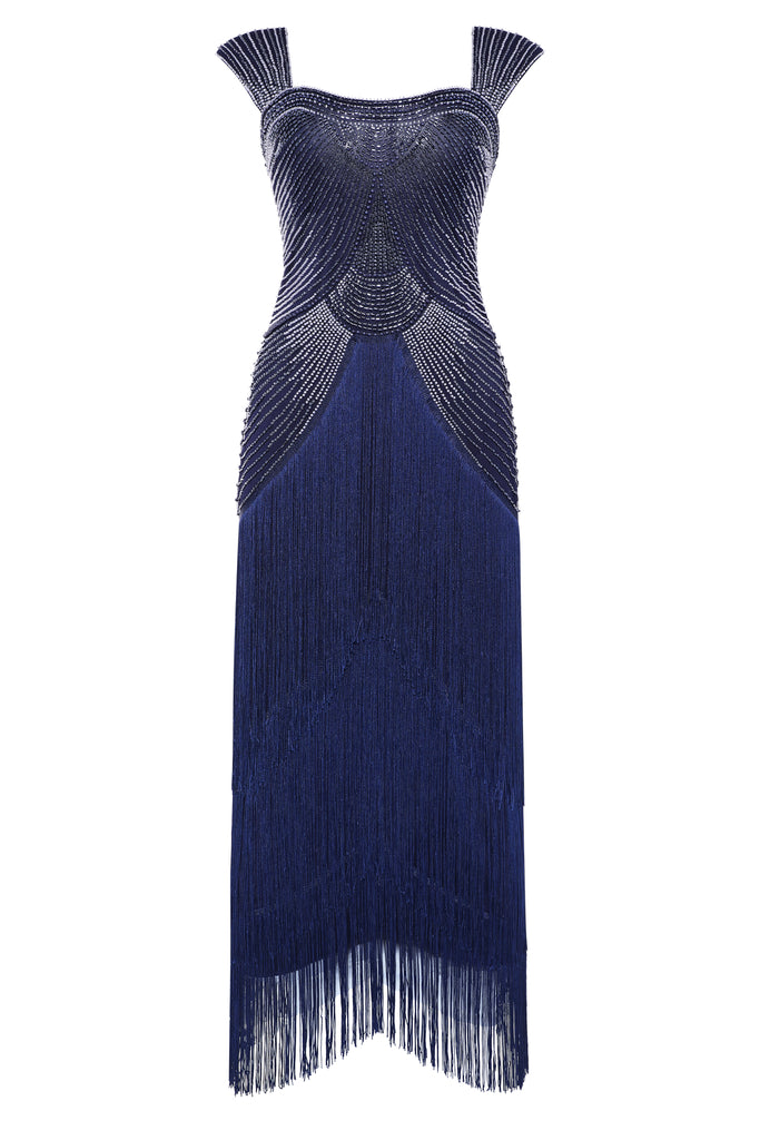Graceful Gradient Bead Fringe Evening Gown - BABEYOND