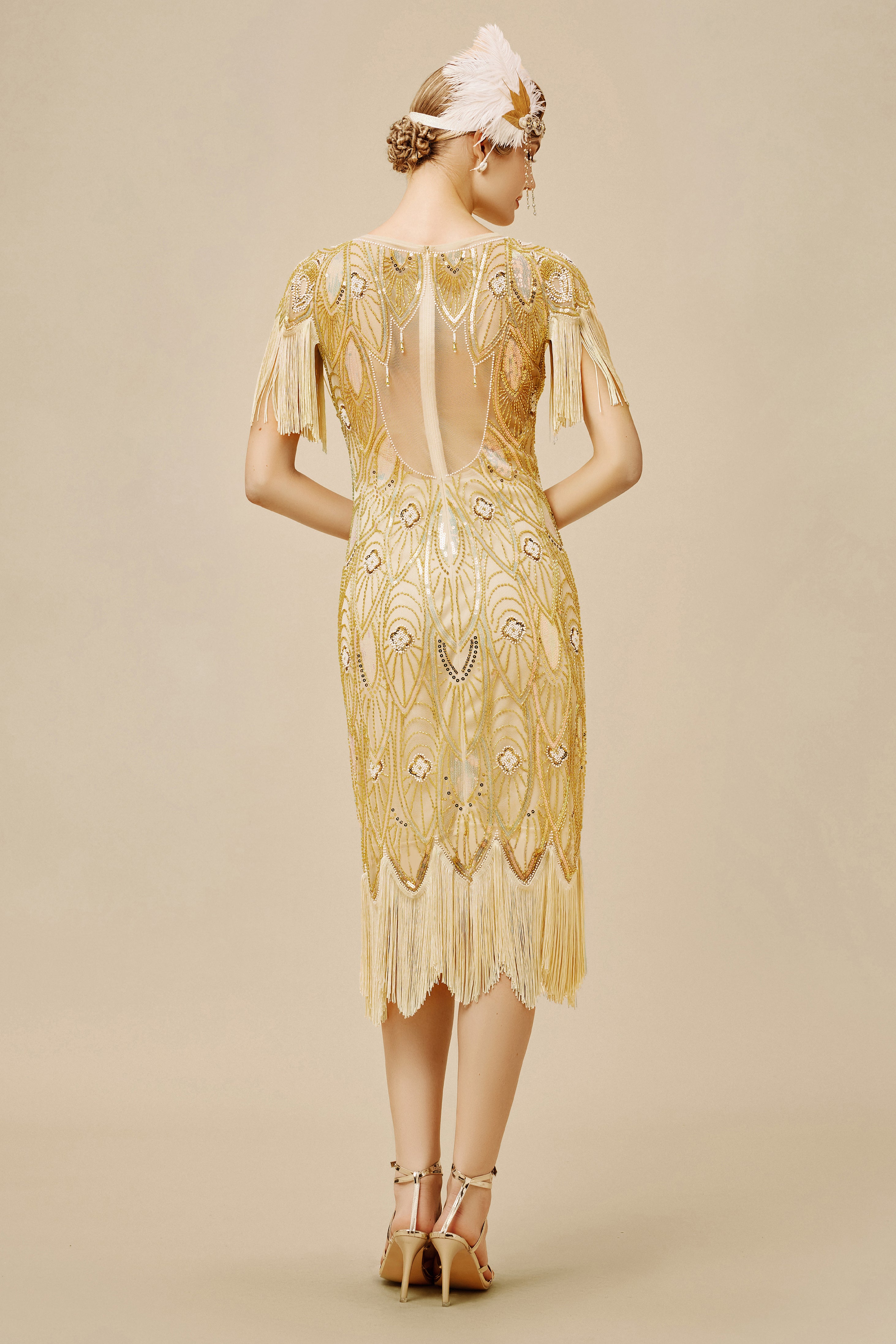 1920s Vintage Flapper Dress - Great Gatsby Style Ruffle Cocktail Party Gown