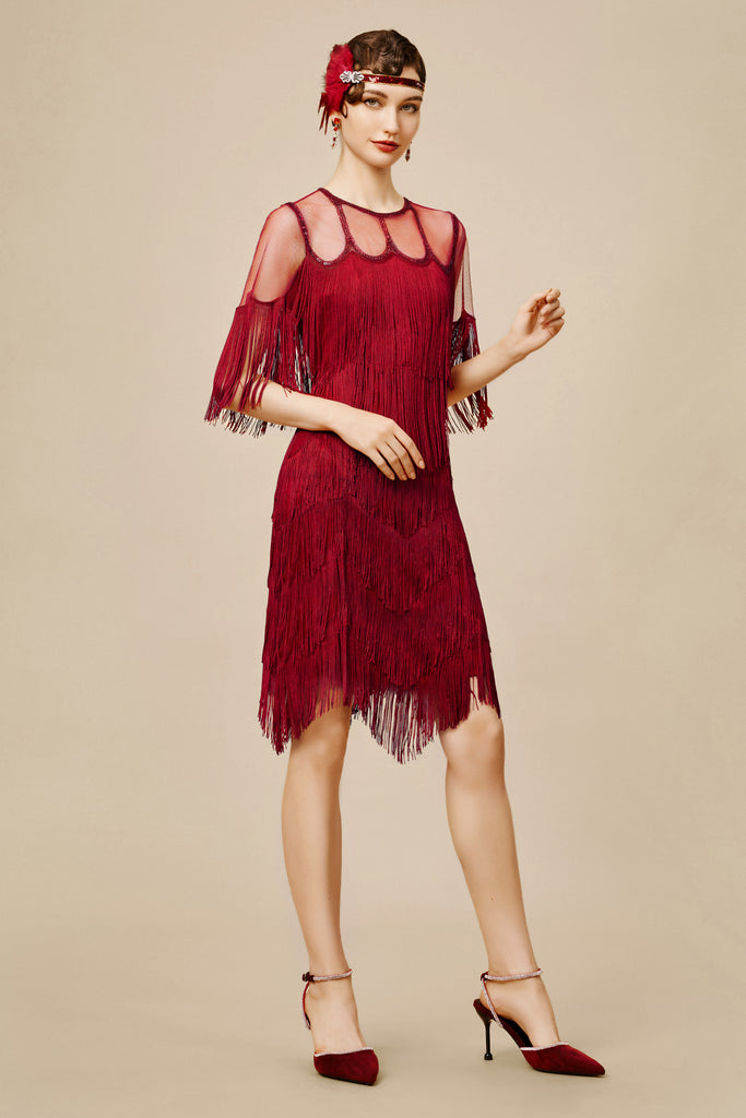 Shop 1920s Dresses - Beaded Fringe Flapper Dress | BABEYOND