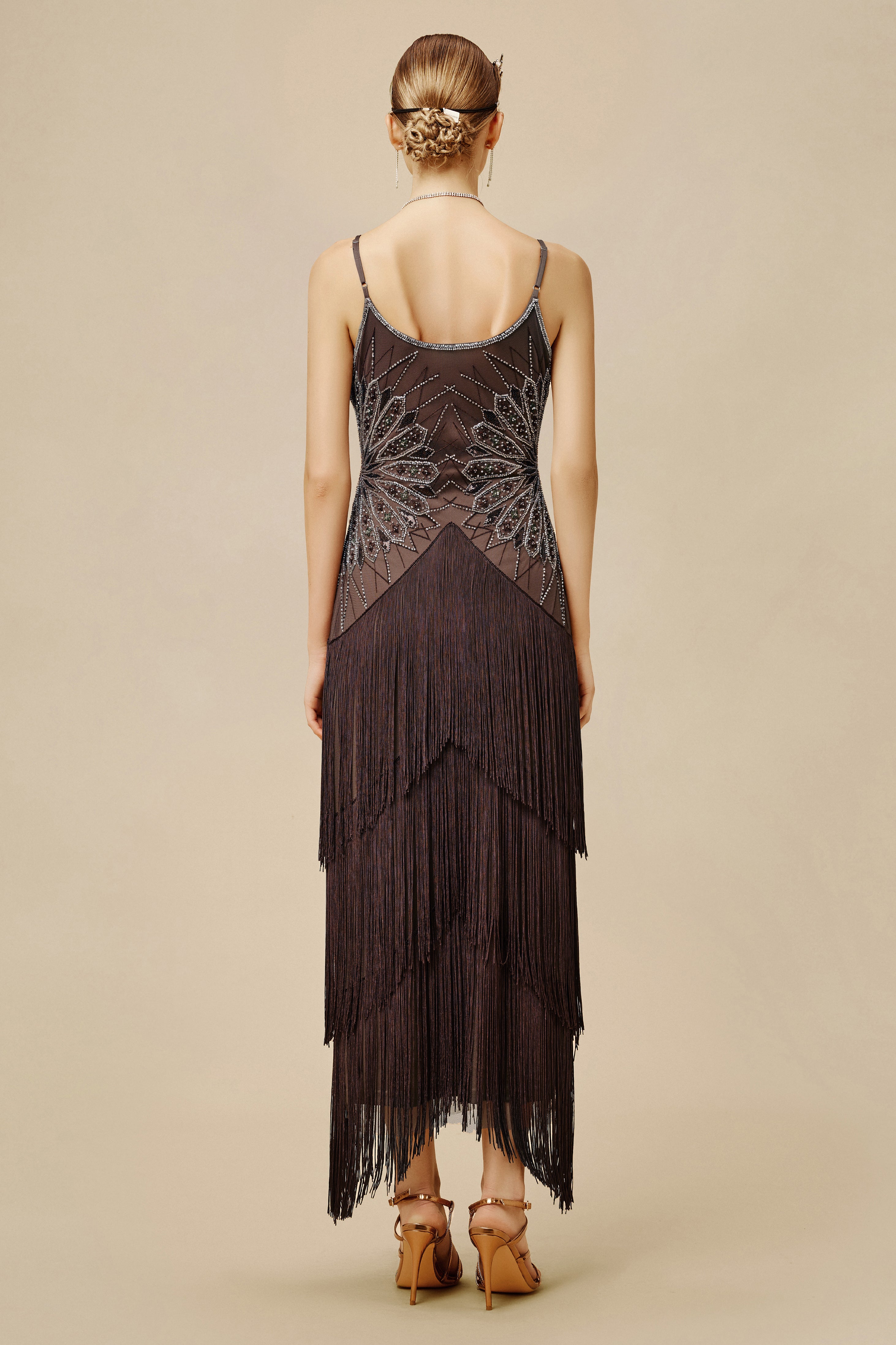 Shop 1920s Dresses - Geometric Fringe Flapper Dress | BABEYOND
